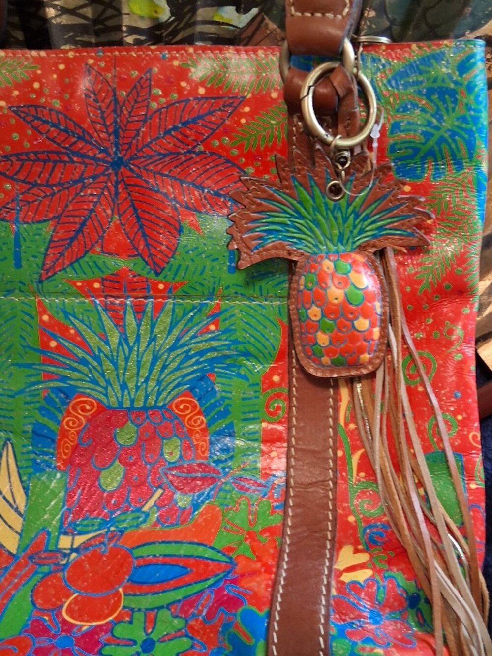 Patricia Nash Leather Poppy Tote Bag Tropical Dreams Pineapple Leather - Picture 7 of 16